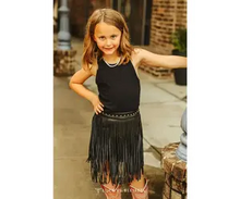 Load image into Gallery viewer, Girls Black Fringe Leather Skirt
