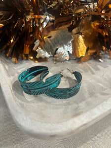 Turquoise Feather Hoops