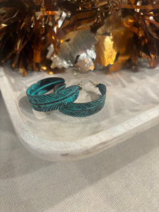 Turquoise Feather Hoops